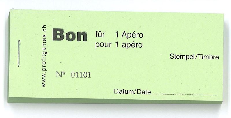 Bonblöckli mit 100 Bons für 1 Apéro