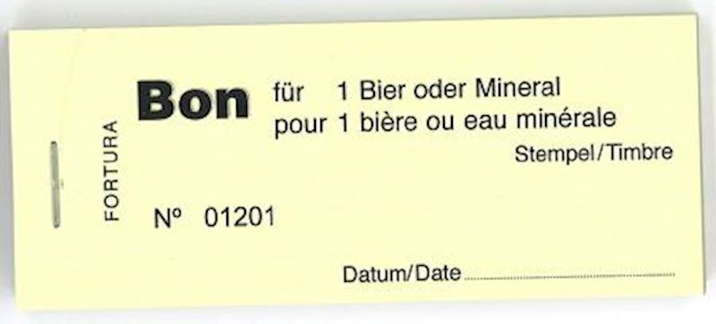 Bonblöckli mit 100 Bons für 1 Bier oder Mineral