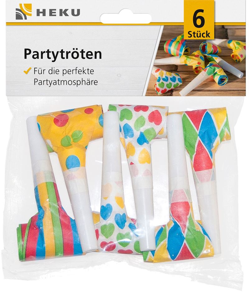 Party-Tröten Luftrüssel 6Stk. bunt sort.