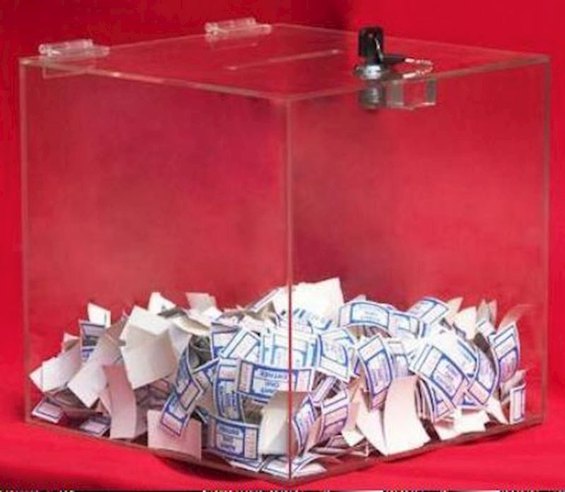 Bingo Losbox Acryl 25x25x25 cm, mit Schlitz