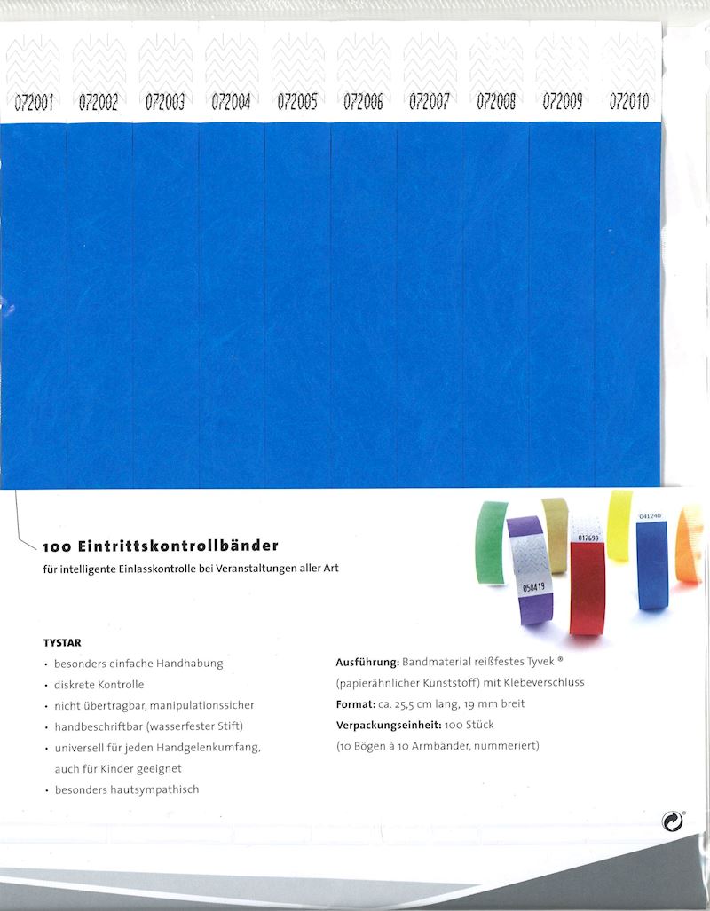 Bracelets de contrôle 100 pcs. bleu