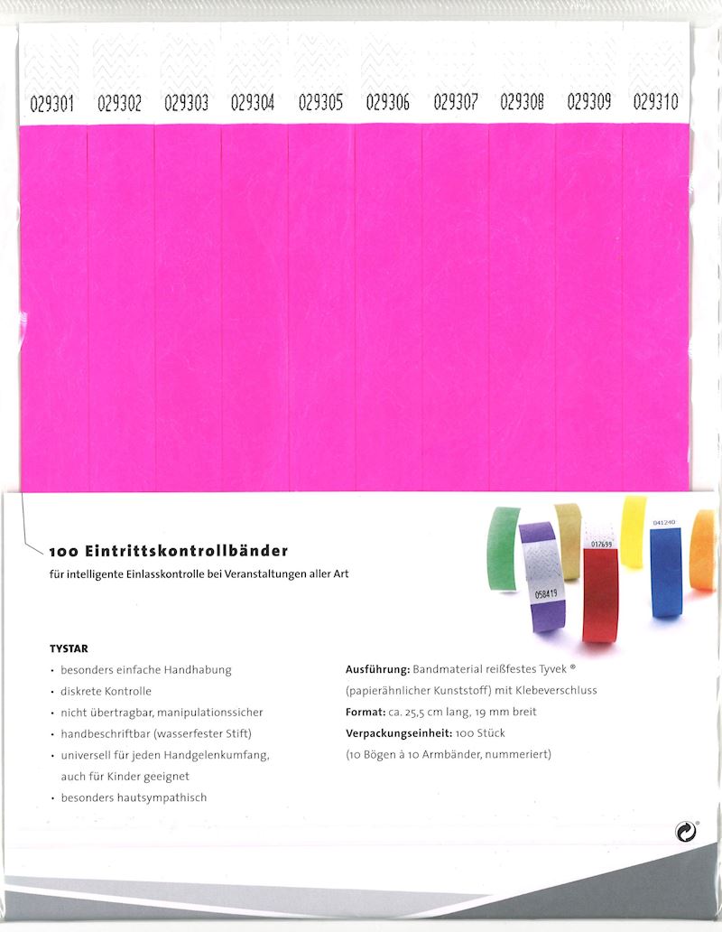 Bracelets de contrôle 100 pcs. rose vif