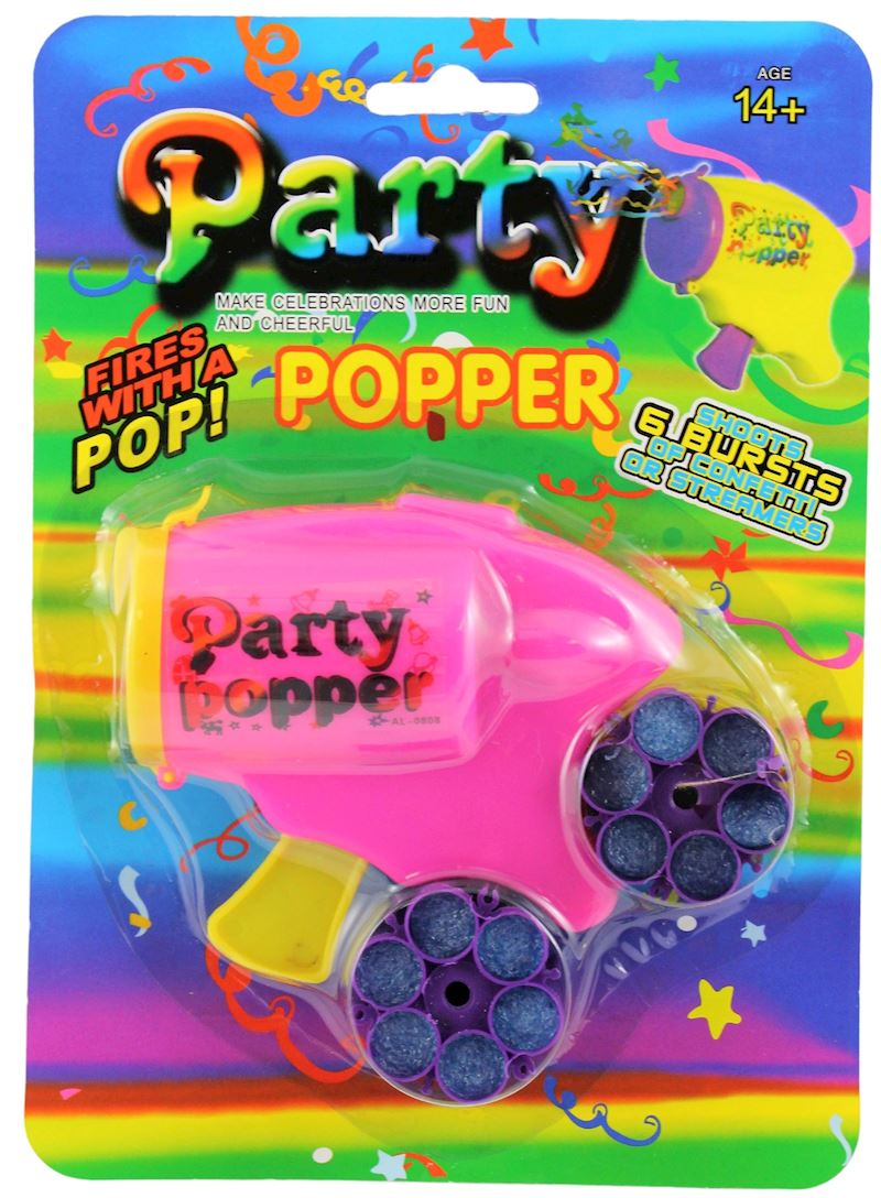 Konfettipistole mit Munition Party Popper, diverse Farben