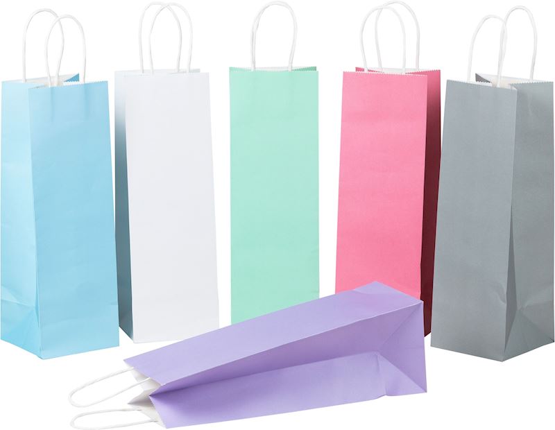 Flaschentasche aus Papier uni 6 Farben 33x11x11 cm