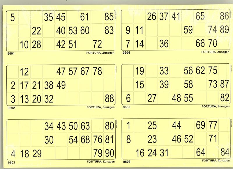 Lottoblätter 6er perforiert 100 Blatt A4 gelb