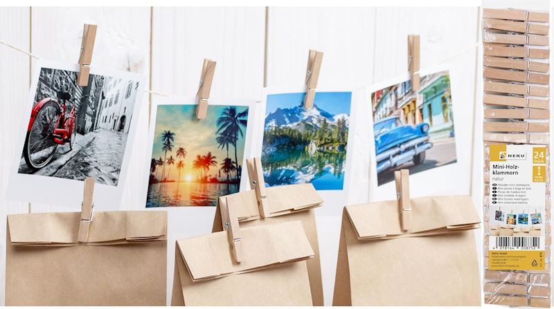 Mini Holzklammern Set 24 Stück, 4.8 cm, natur