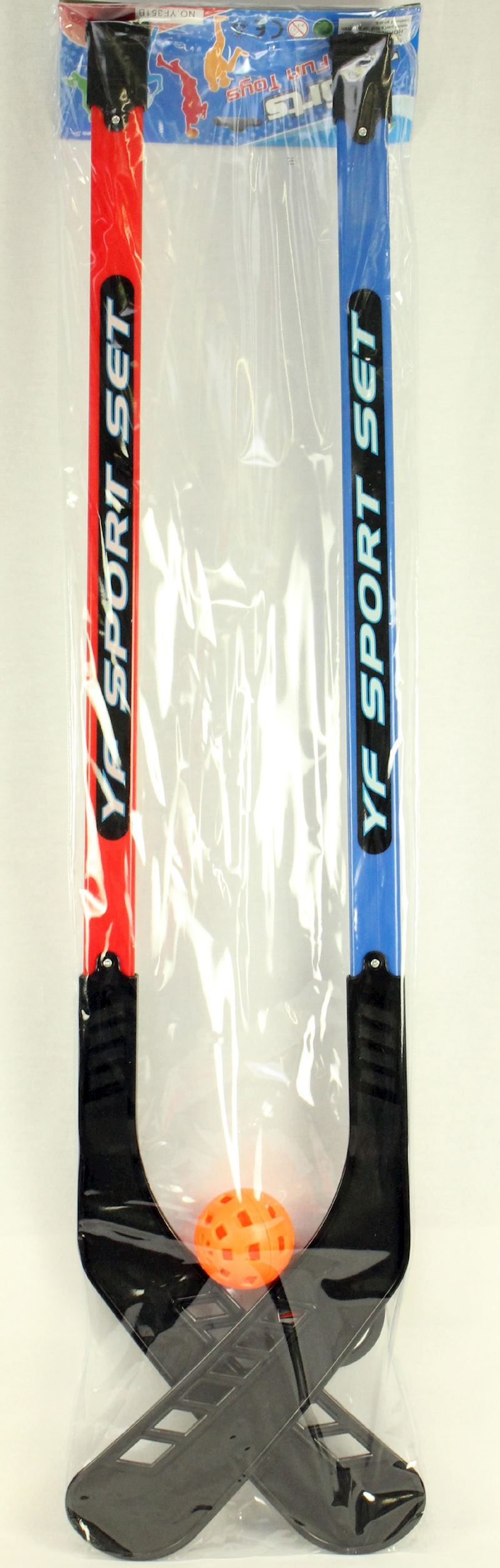 Hockey Set mit Ball rot/blau (20x100 cm), 4 inner boxes