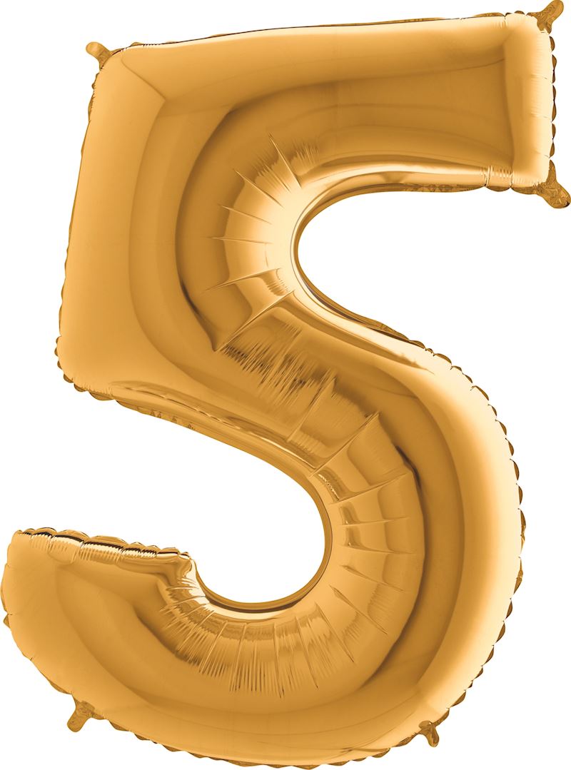 Megaloons gold Zahl 5, 102 cm, im Beutel