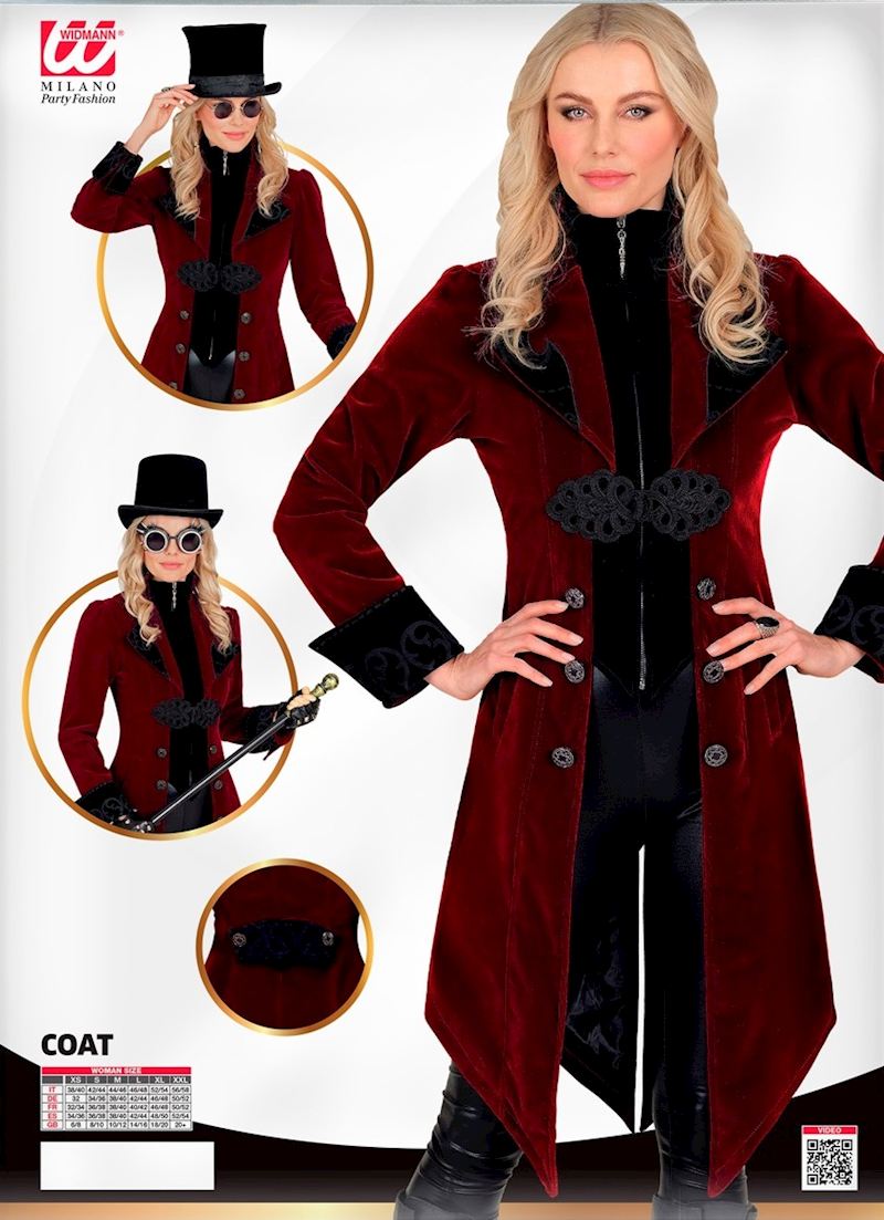 Manteau Gothique Bordeaux en velours, taille L