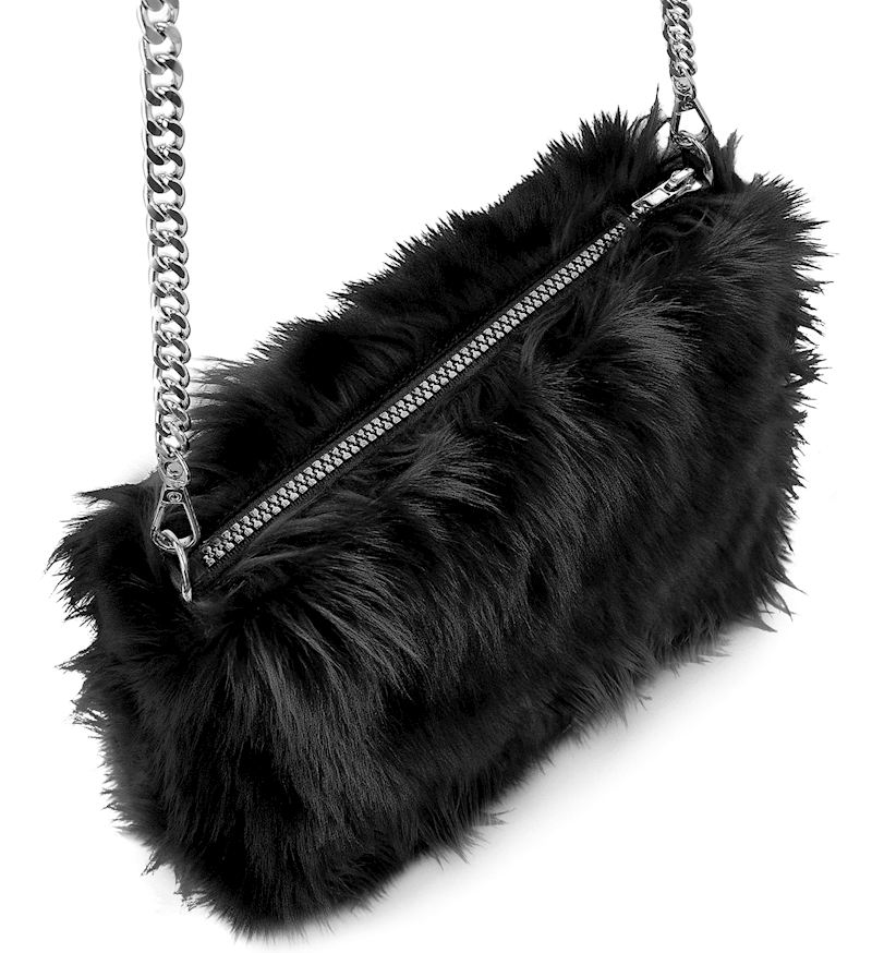 Handtasche schwarz aus Fell ca. 27x17 cm