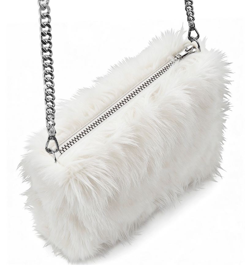 Handtasche weiss aus Fell ca. 27x17 cm