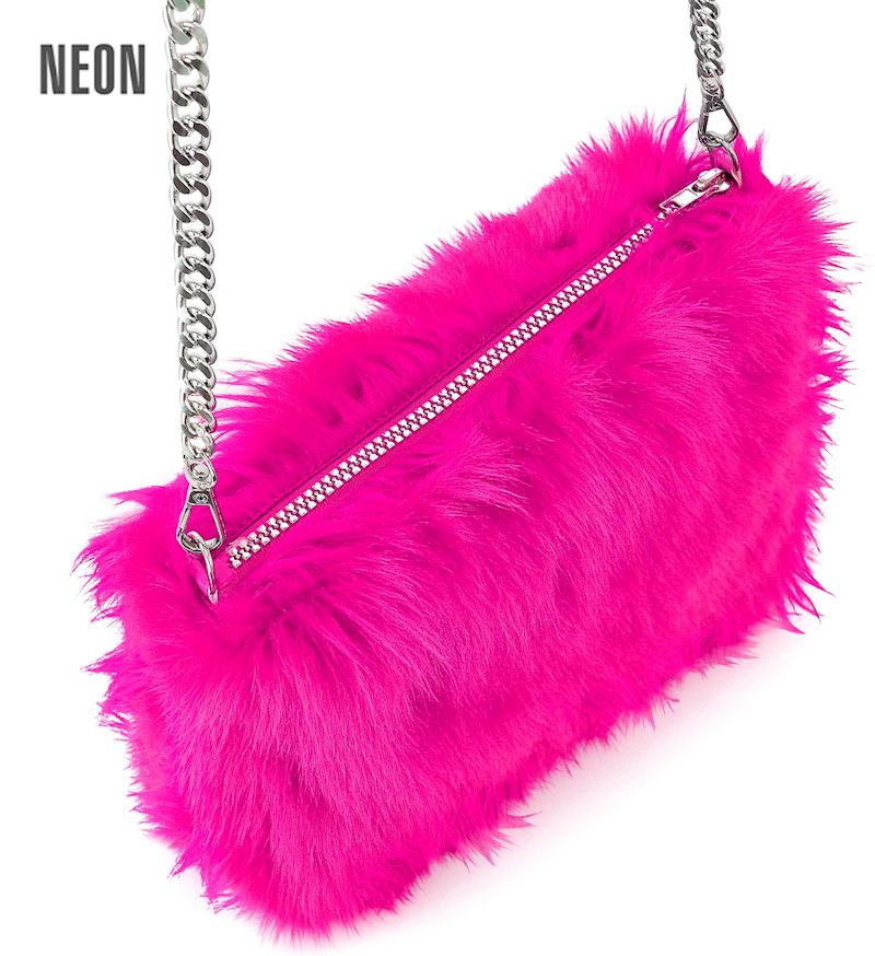 Handtasche pink aus Fell ca. 27x17 cm