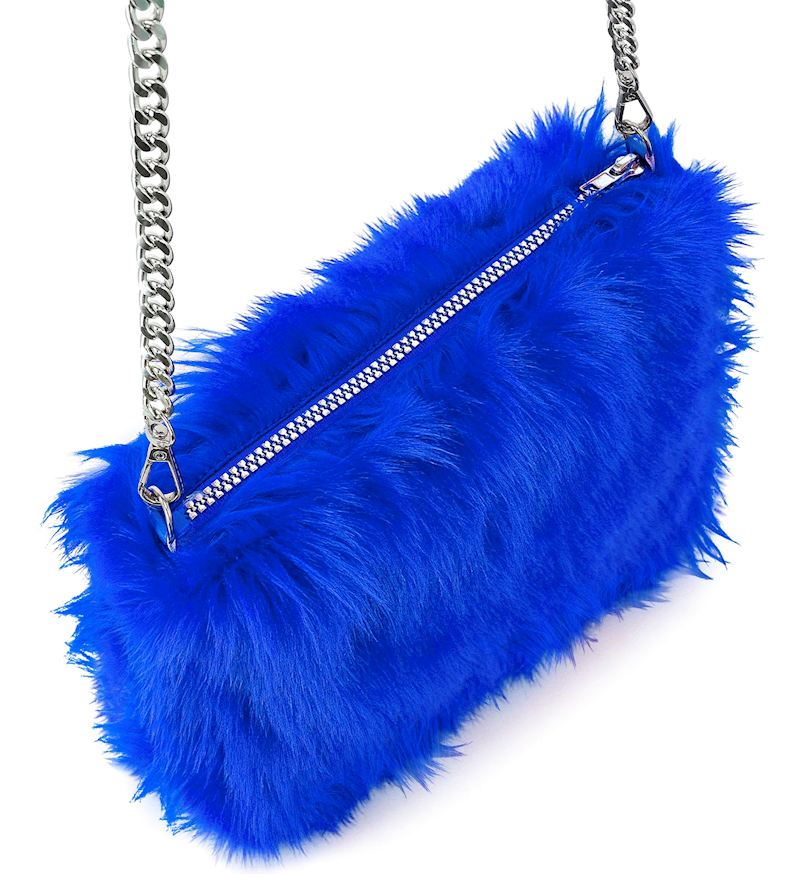 Handtasche blau aus Fell ca. 27x17 cm