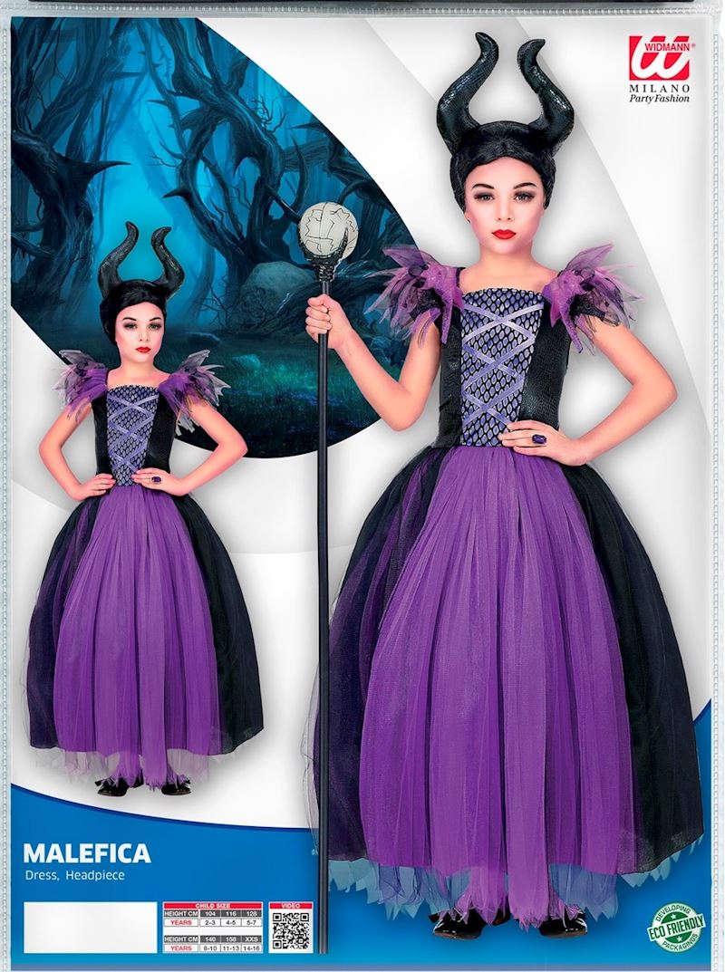 Kostüm Malefizia Kleid und Kopfschmuck, Grösse 158 cm