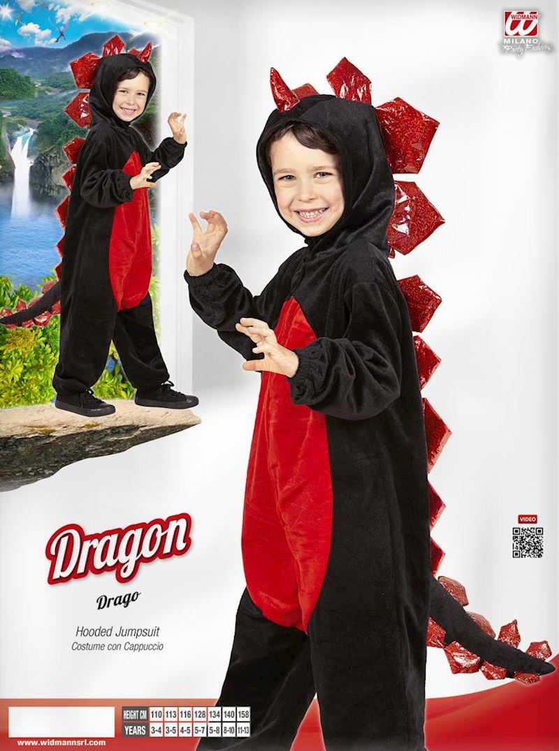 Costume Peluche Dragon noir 128 cm