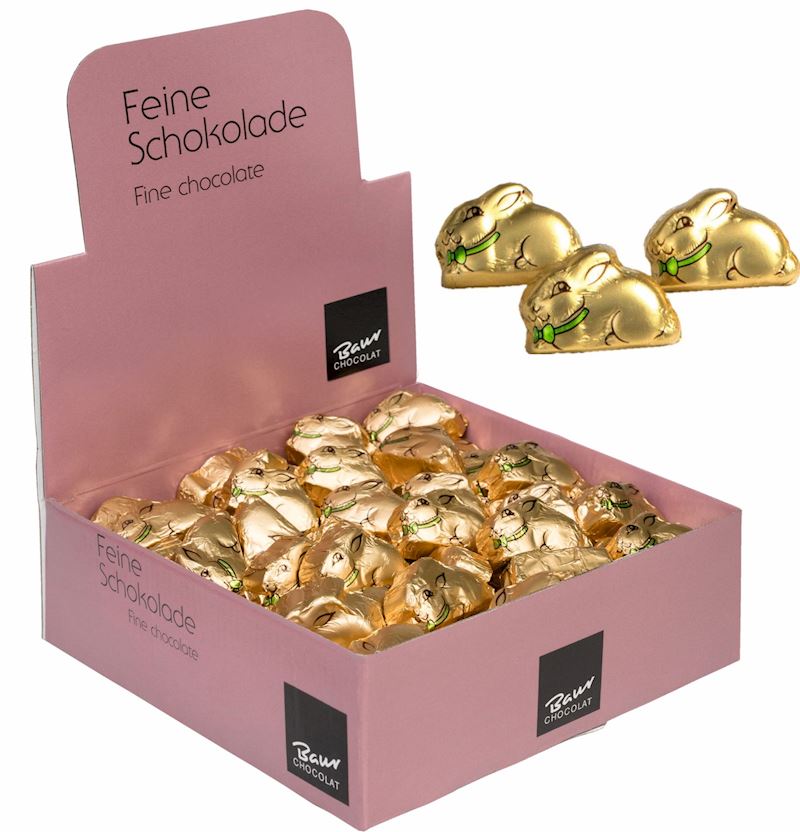 Sitzhase gold Schokolade 10 g 100 Stück im Display