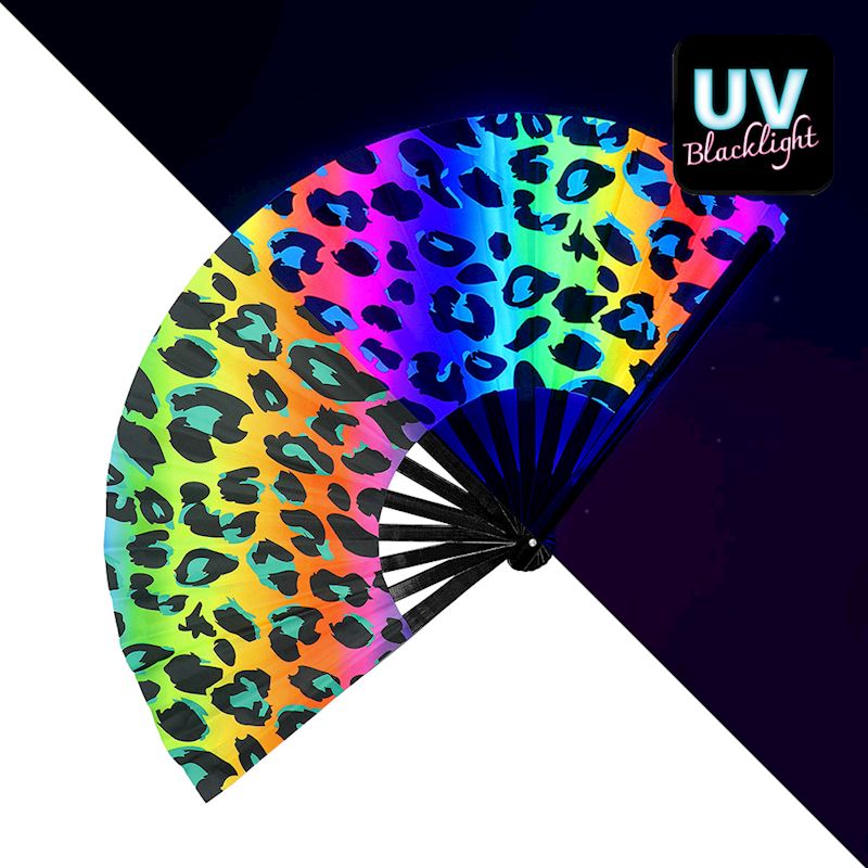 Fächer für Rave wild XL 64 cm leuchtet im Schwarzlicht