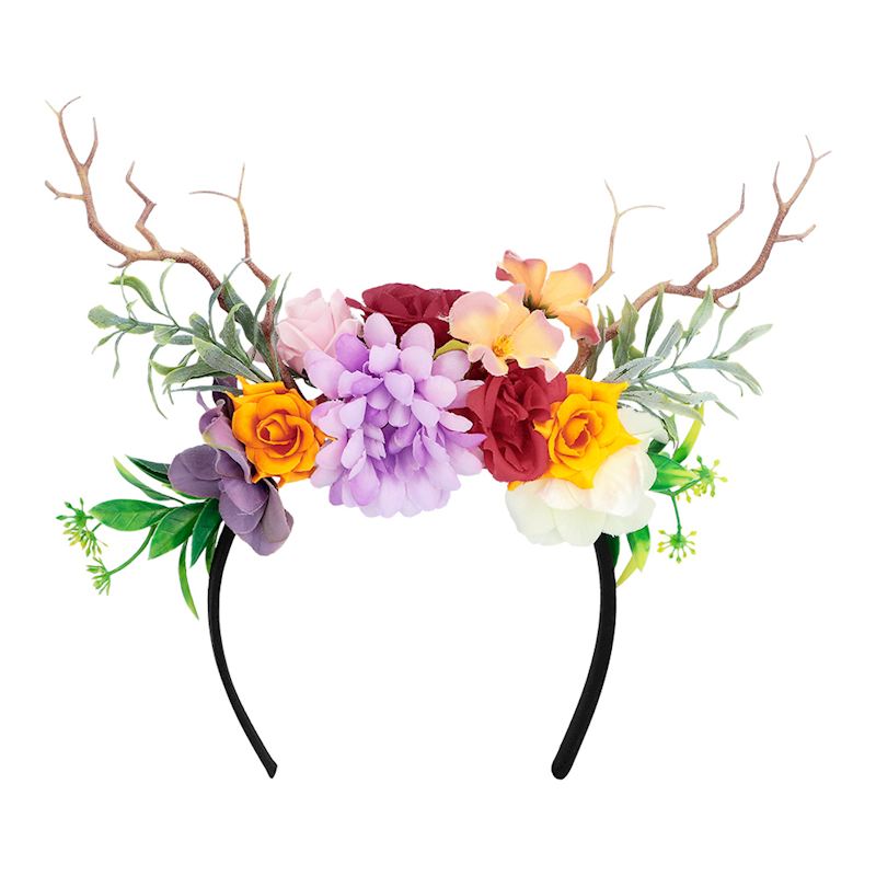 Diadem /Haarreif mit Blumen & Geweih