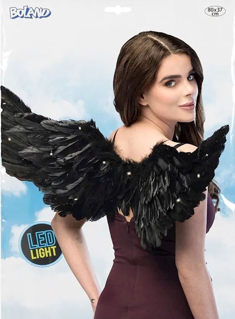Engelflügel schwarz mit LED 80x37 cm