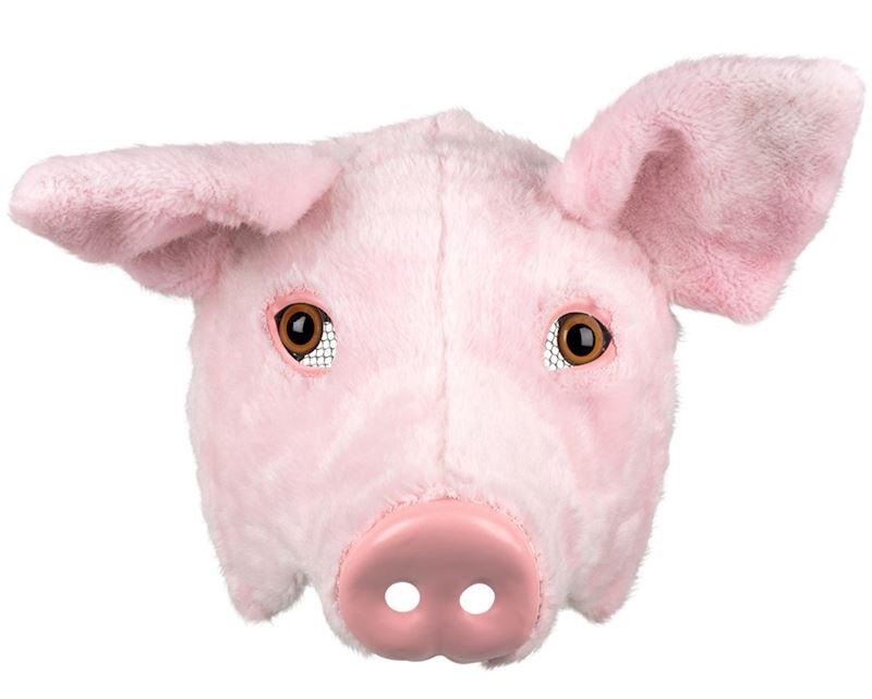 Plüsch Maske Schwein rosa Hartplastik