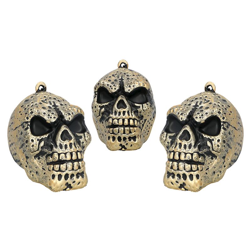 Schädel Set à 3 Stk. gold 7.5x8 cm