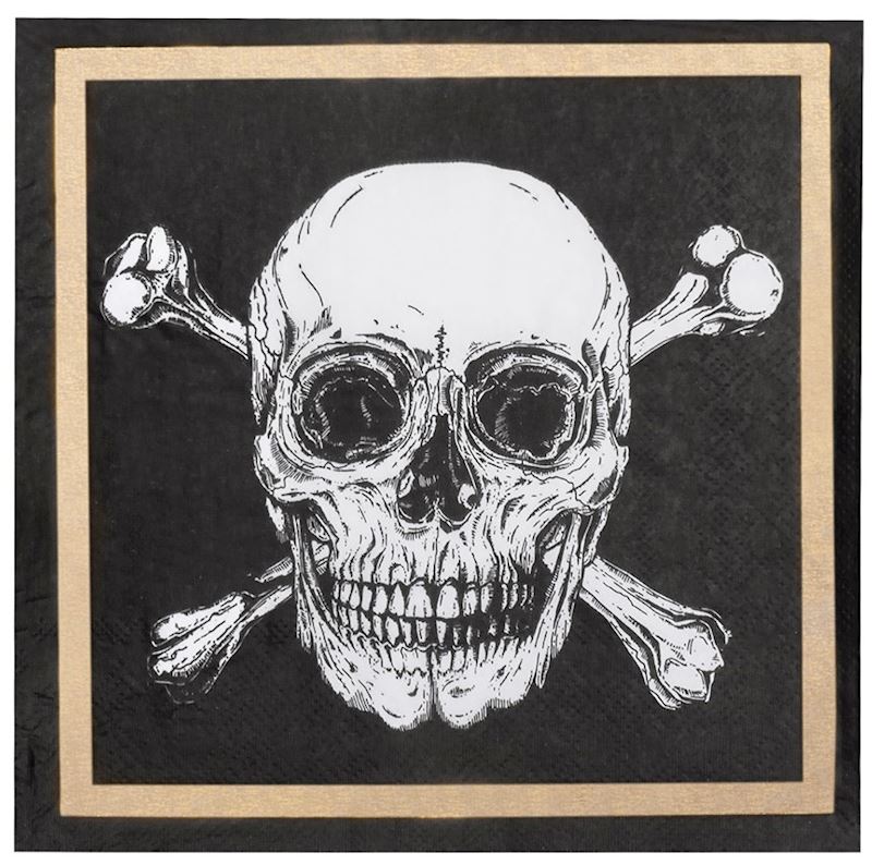 Servietten Piraten Skull 20 Stk. 33x33 cm