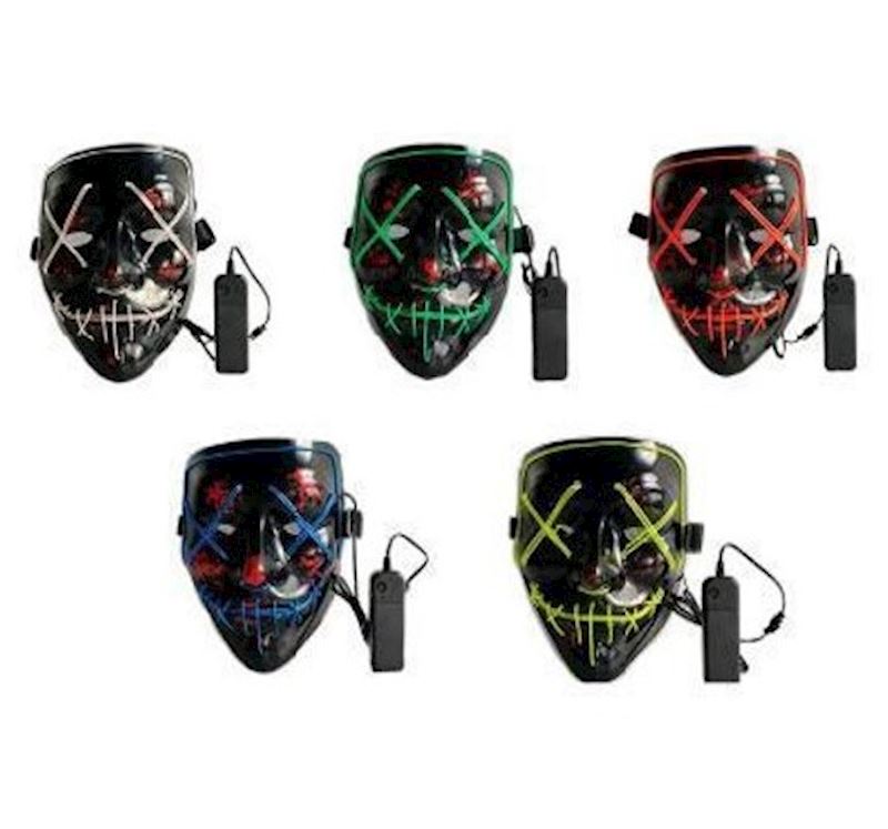 Maske Halloween mit LED 5 Farben sort. exkl. 2 AA-Batt