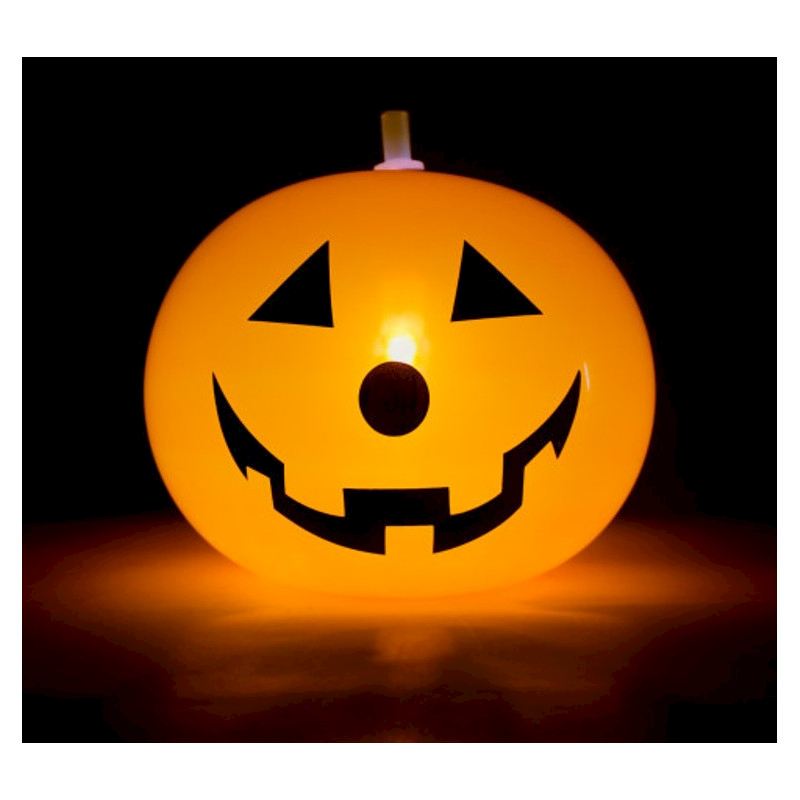 Kürbis Latex Ballon 5 Stk. LED 25 cm 3 Knopfbatt enthalten