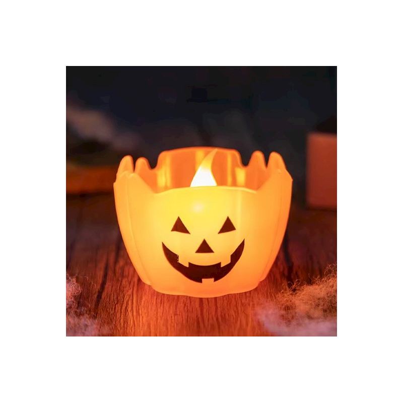 Kürbis Halloween mit Batterien 4.5x4.5 cm 2xsort
