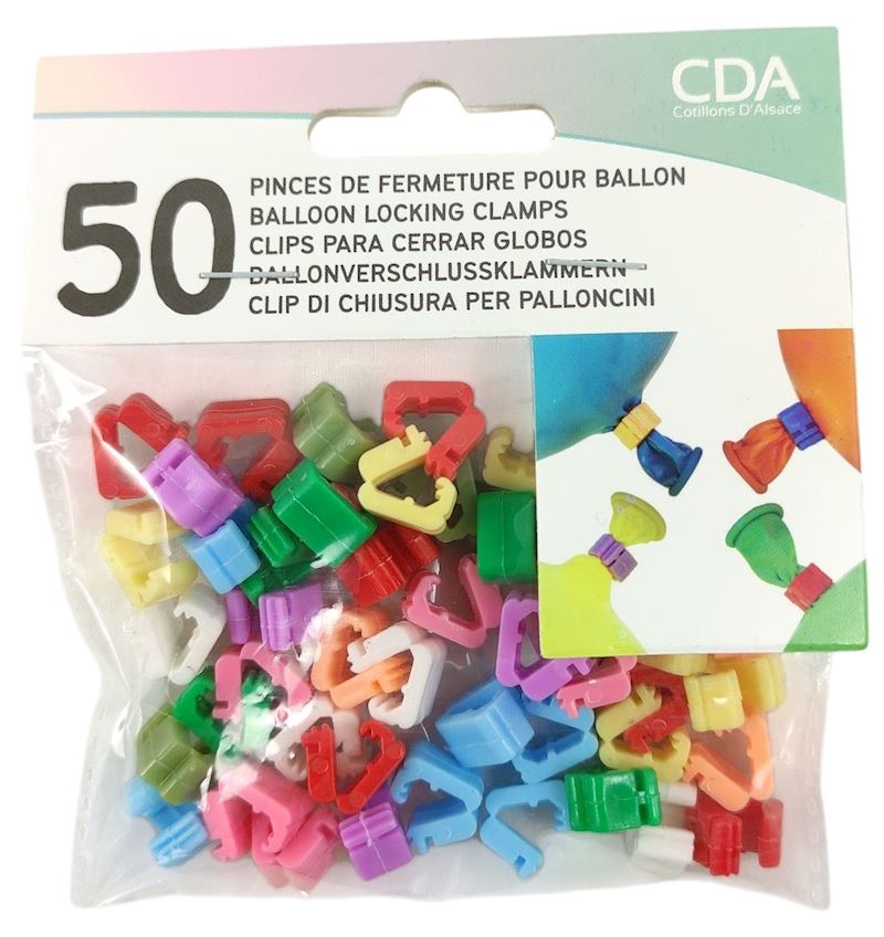 Clips fermeteure de ballon 50 pcs. plastique couleur