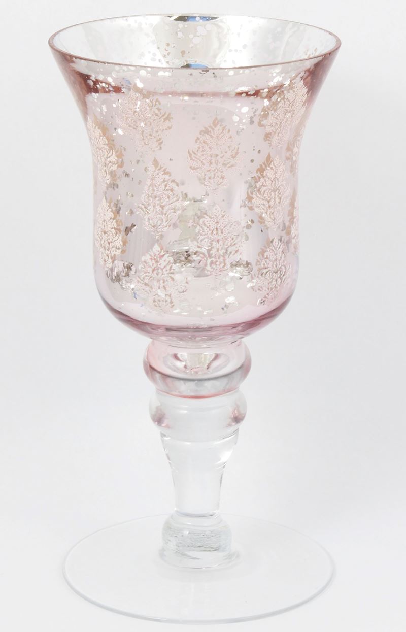 Kerzenhalter silber/rosa 20cm Glas