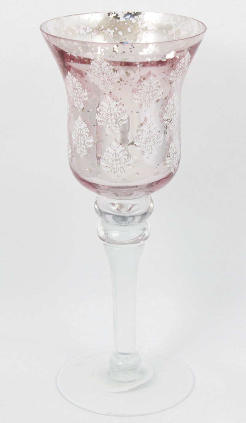 Kerzenhalter silber/rosa 25cm Glas