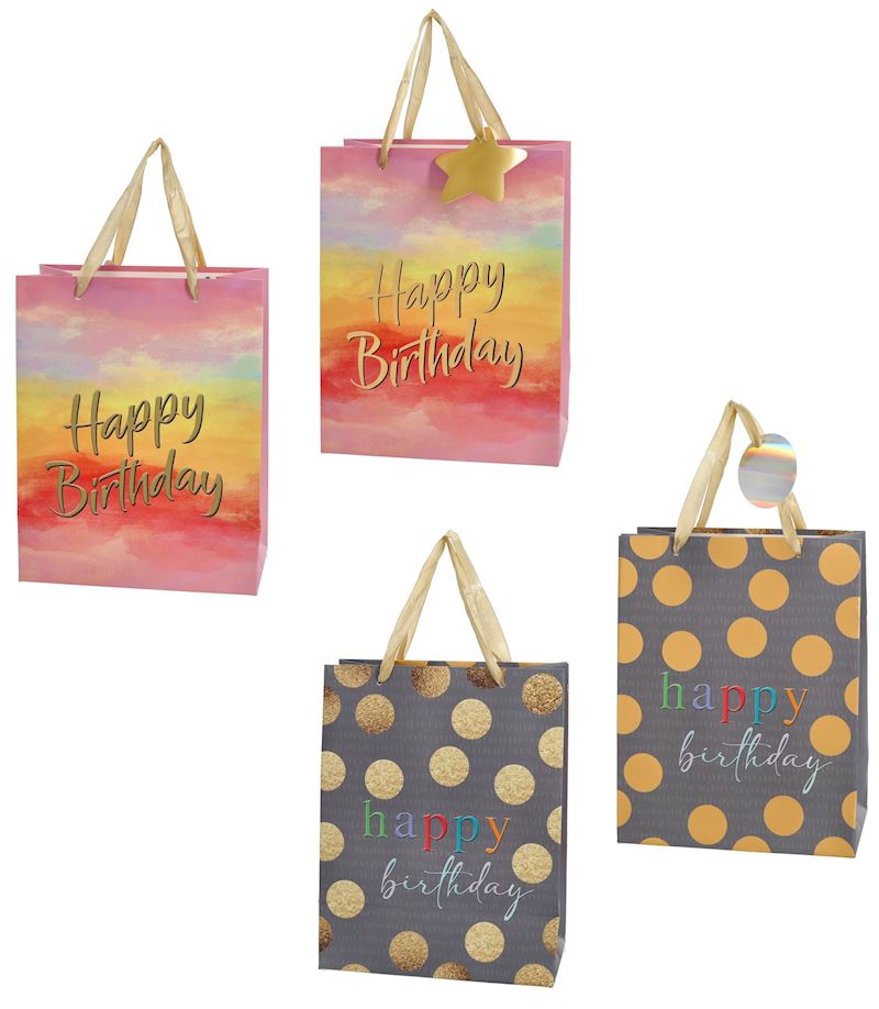 Geschenktasche 2 sort. 23 cm Happy Birthdhay