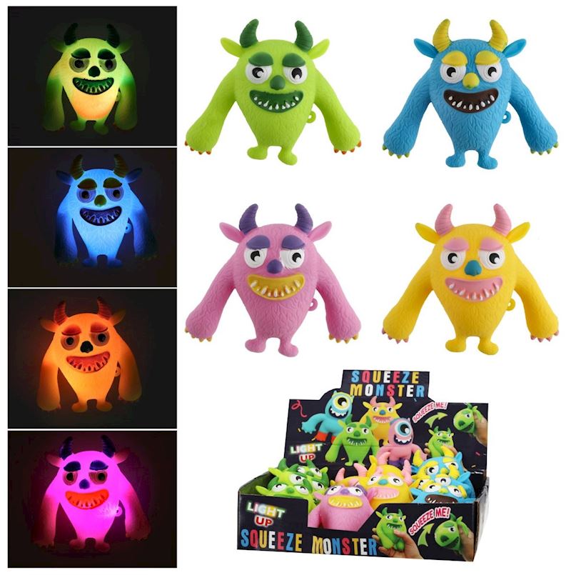 Quetsch Monster blinkend LED 4 sort. 12 cm