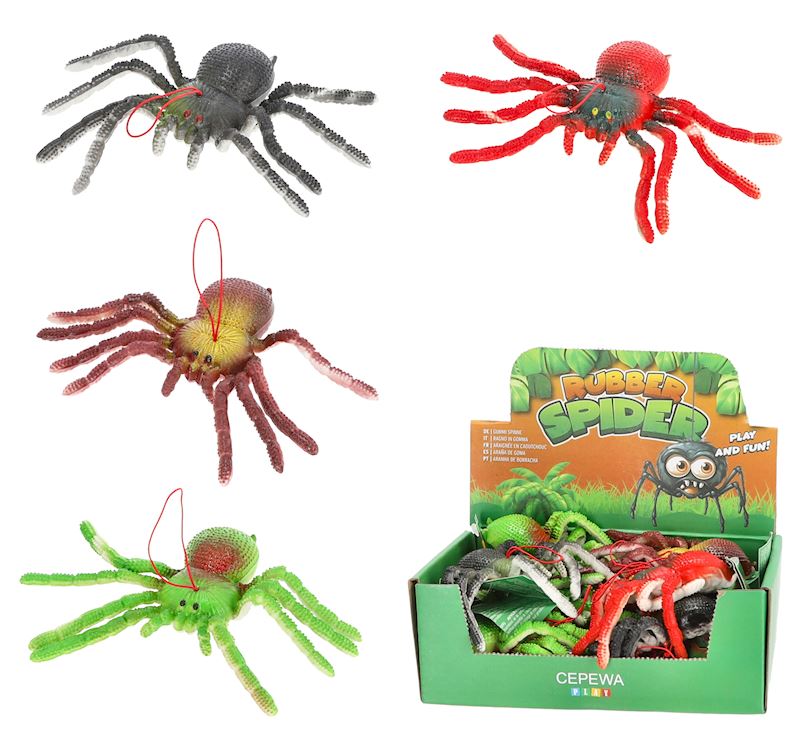 Gummi Spinne 4 Farben sort. 14 cm