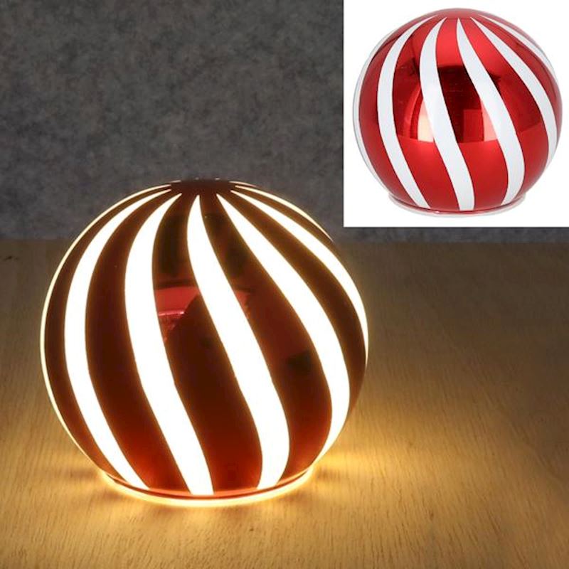 LED Kugel zum Aufstellen rot/weiss 12 cm
