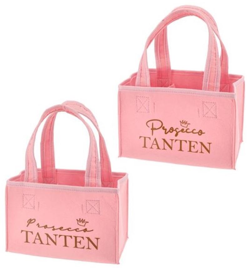 Frauentasche Prosecco Tanten für 6 Flaschen pink 22x14x30