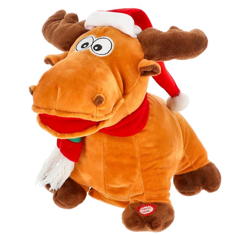 Singender tanzender Elch aus Plüsch 27 cm Weihnachtsmusik