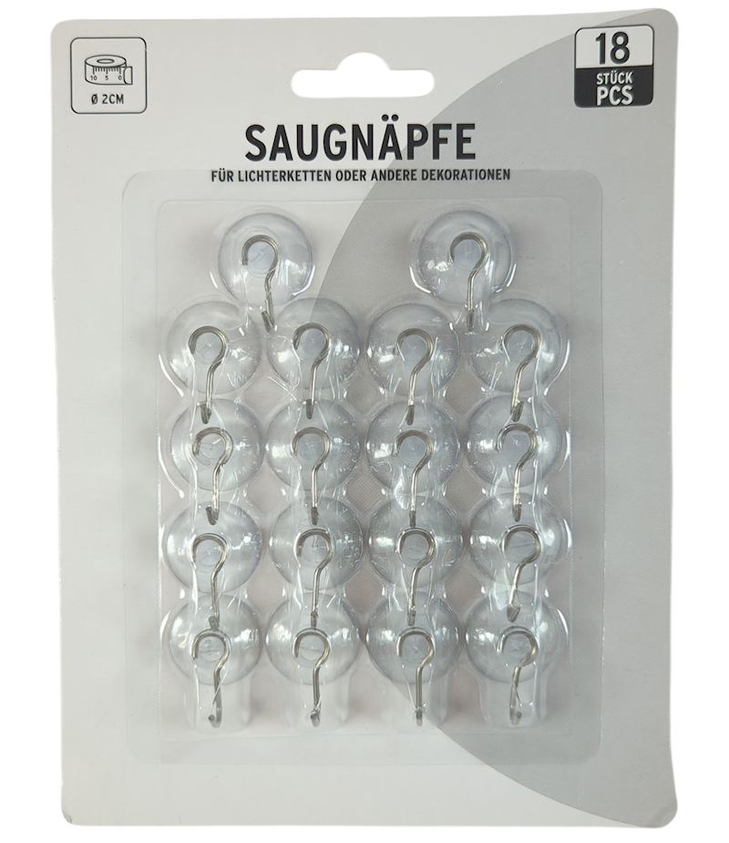Saugnäpfe mit Metallhaken 2 cm 18 Stk. auf Karte