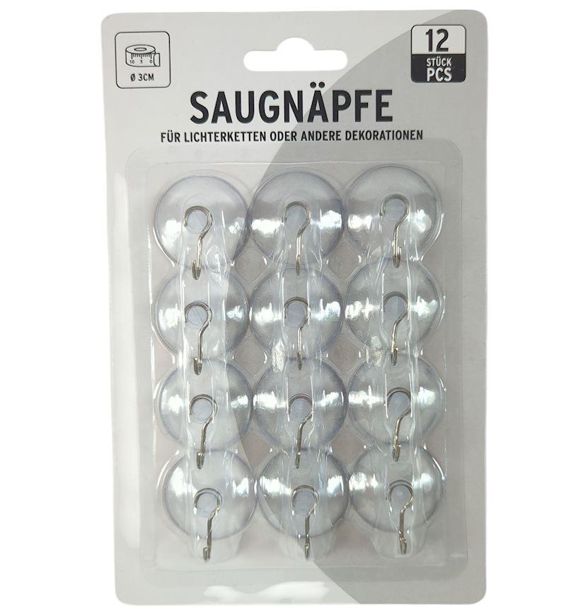 Saugnäpfe mit Metallhaken 3 cm 12 Stk. auf Karte