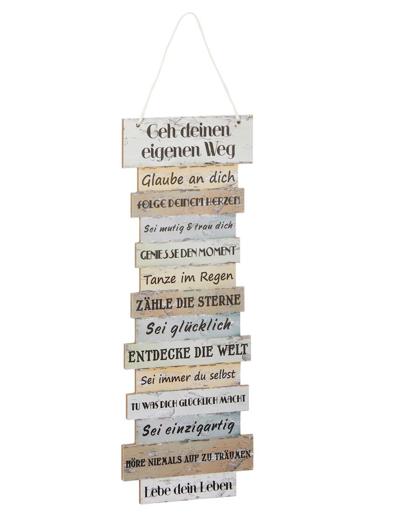 Deko Schild mit Spruch Holz Lebenseinstellung, 15x41 cm