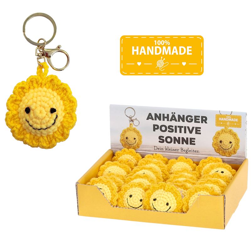 Schlüsselanhänger Sonne 6 cm Positive Sun, Häkelsonne