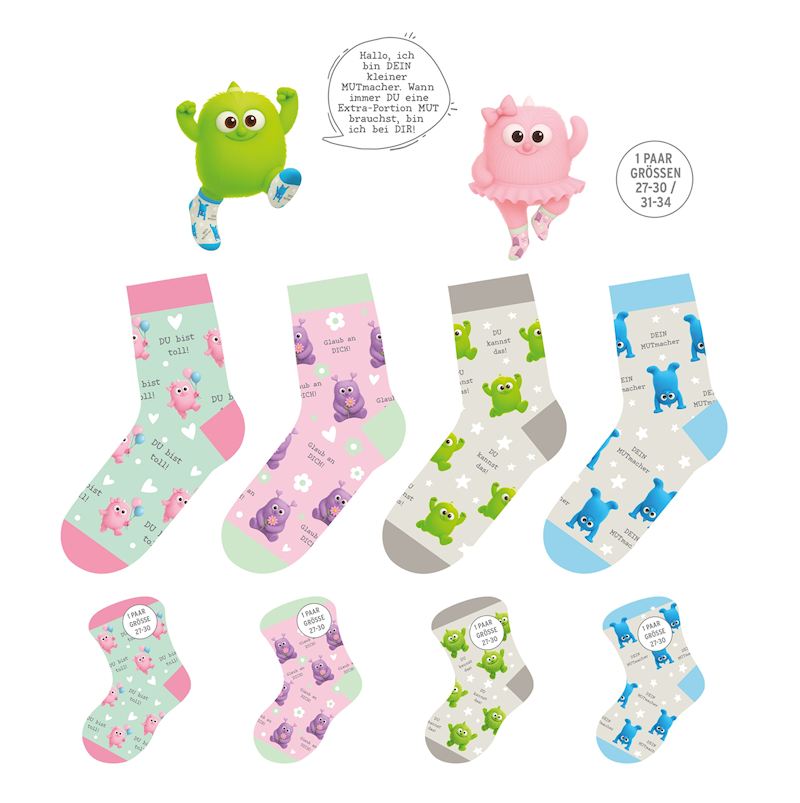 Kindersocken Mutmacher sort. Monster Gr. 27-30, 31-34