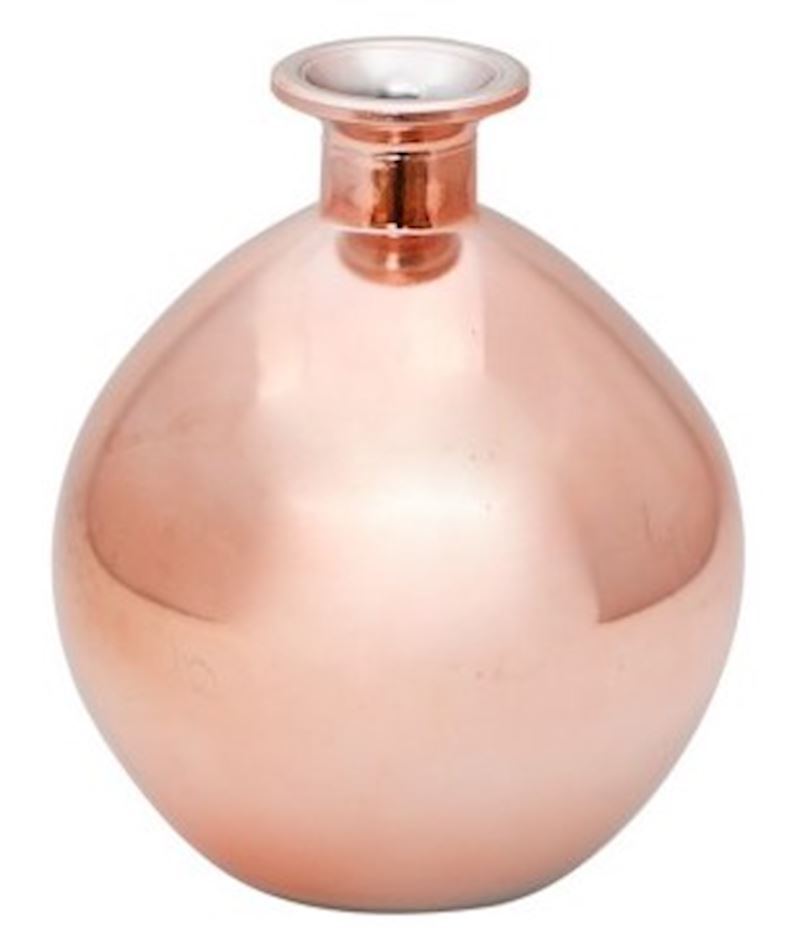 Glas Vase rund 12.5x14.5cm rosa gold metall