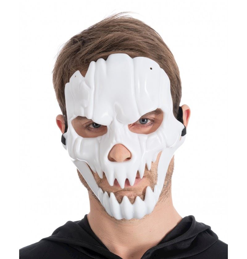 Maske Totenkopf weiss Hartplastik