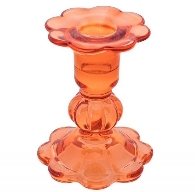 Bougeoir en verre orange 10 cm 