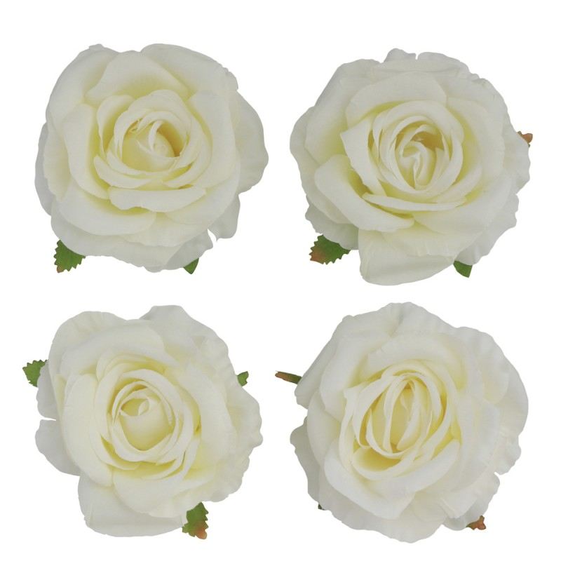 Deko Rosenknopf Elfenbein 11x6 cm, 4 Rosen