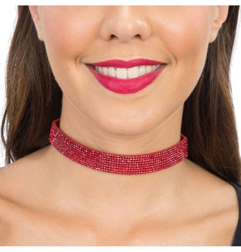 Collier aus Strass rot 40x1.7 cm