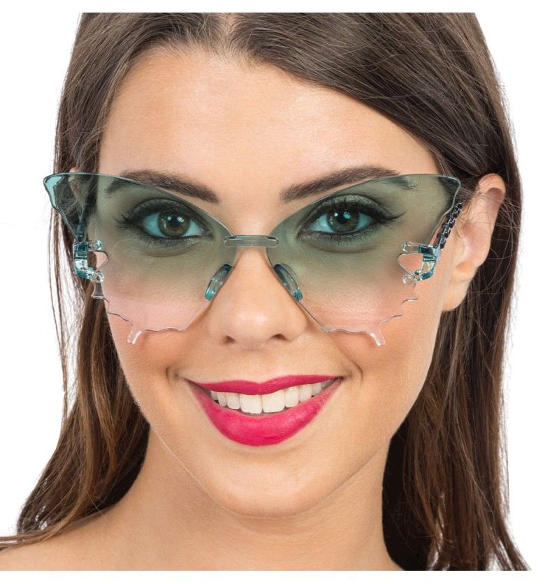 Partybrille grüne Gläser Schmetterling