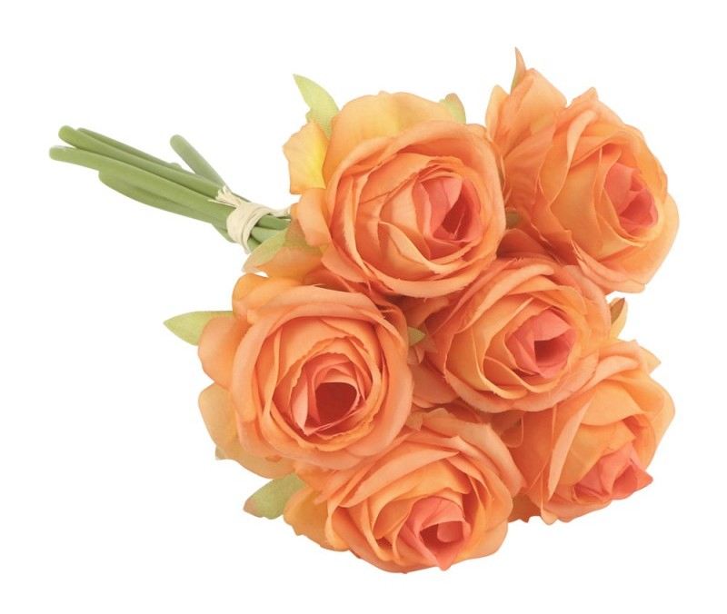 Deko Blumenstrauss 6 Rosen orange, 12x23 cm